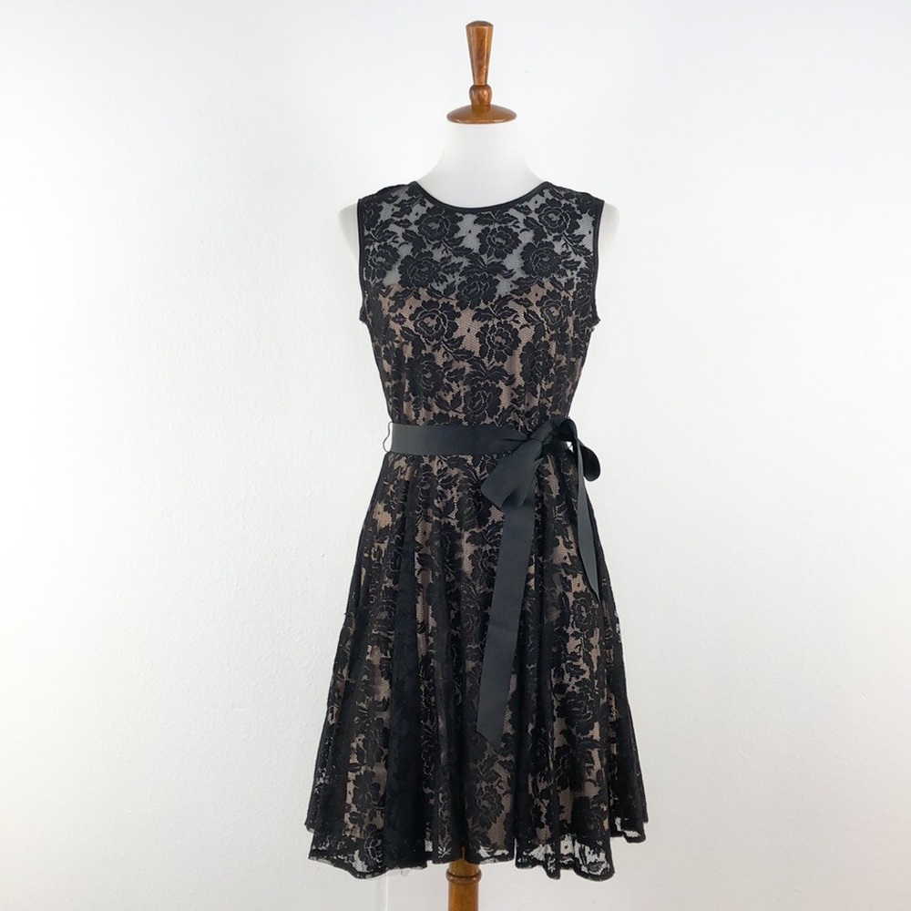 B&A By Betsy & Adam Black Lace Fit and Flare Dress